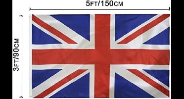 Britse vlag 3x5FT -(90x150cm) Indoor/Outdoor Polyester met Levendige Kleuren en Messing Oogjes Decoraties