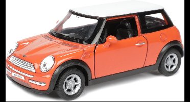 Welly Speelgoed Mini Cooper auto - oranje - die-cast metaal - 11 cm - modelauto