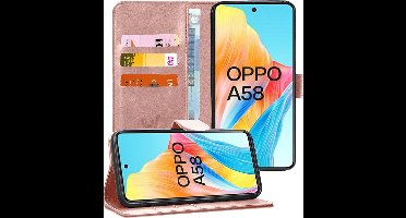 Hoesje geschikt voor Oppo A58 4G - Portemonnee Book Case Rosegoud
