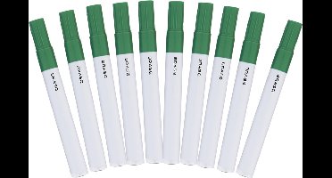 BRASQ Whiteboard marker - Whiteboard Stiften - Whiteboard Marker - 10 Stuks - Verschillende Kleuren - Stiften Kinderen - Stiften voor Volwassenen - marker rond 5mm Groen