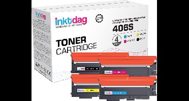 Inktdag Multipack toners voor Samsung CLT-406S (CLT-K406S, CLT-C406S, CLT-M406S en CLT-Y406S) |Geschikt voor Samsung CLP-360, 362, 363, 364, 365, 367W, CLX-3300, 3302, 3303, 3304, 3305, 3307, Samsung Xpress Sl-C412W, C413W, C463, C460, C462FW