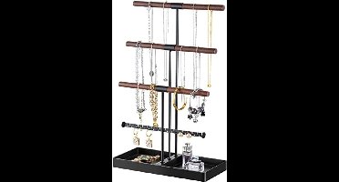 Sieraden Stand Organizer Ketting Houder, 4 Tier Sieraden Houder met Metalen Dienblad, Sieraden Stand Display Boom Rack Toren voor Kettingen Armbanden Oorbellen Ringen, Geschenken voor Vrouwen
