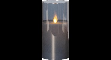 Star Trading Kaars M-Twinkle, zuilkaars, zwart, rookglas, LED, timer, warm wit, flikkerend, 15 cm