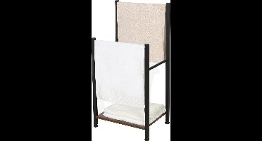 Niceey Handdoekrek - 2 Armen - Handdoekstang - Handdoekenrek Badkamer - Handdoekhouder Vrijstaand - Metaal - Anti-Kras Viltjes - Zwart