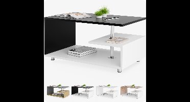 CASARIA Salontafel - Opbergvak Krasbestendig 95x55x50cm – Wit Zwart