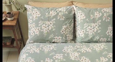 Ariadne at Home Blooming Flowers dekbedovertrek - Lits-Jumeaux - 240x200/220 - Blauw Groen