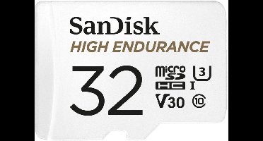 SANDISK High Endurance Monitoring microSDHC-kaart 32 GB Class 10, UHS-I, UHS-Class 3, v30 Video Speed Class Incl. SD-ad