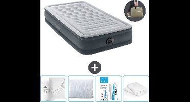 Intex Luchtbed - 1 Persoons - 99 x 191 x 33 cm - Grijs - Inclusief pomp - Hoeslaken - Kussen - Kussenbeschermer en Reparatieset