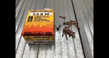 Deltafix spaanplaatschroef platkop / torx .type 17 snijpunt verzinkt 3.0 x 16 mm 200 st.