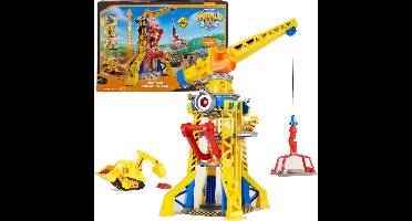 Rubble & Crew - Blafwerf Hijskraan-speelset met Rubble-figuurtje en 340 g Kinetic Build-It speelzand - PAW Patrol speelgoed