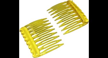 Haarkam-Zijkam transparant geel mini