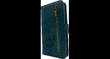 HEM Silky Green Bookcase Geschikt Voor Apple iPhone 14 / 15 – Groen Hoesje Met Rits – Luxe Wallet Case Met Pasjeshouder – Beschermend Telefoonhoesje