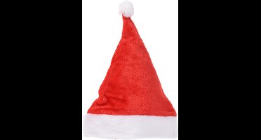 Kerstmuts luxe pluche rood wit - 44 x 30 x 4 cm