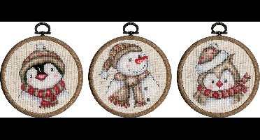 Vervaco - Miniatuur telpakket kit - Kerst - Winterfiguurtjes set van 3 - PN-0206920 - Borduren - Borduurpakket - Borduurpakket volwassenen - Borduurpakket kind