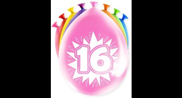 Happy Party ballonnen 16 jaar (8 stuks)