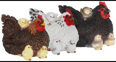 Esschert Design Liggende kip met kuikens