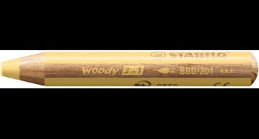 Kleurpotloden STABILO 880 woody 3 in 1 multitalent pastel geel | 5 stuks