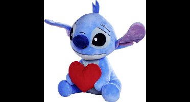Stitch met Hart - Lilo & Stitch Disney Pluche Knuffel XL 60 cm {Disney Plush Toy - Speelgoed Groot knuffeldier knuffelpop voor kinderen jongens meisjes - Grote Lilo en Stitch, Angel, Leroy, Stitch - Hart Love Liefde Cadeau}