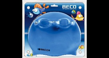 BECO kinder zwembril met badmuts - blauw - starter set