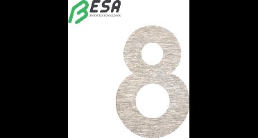 Huisnummer Fuji 80mm INOX nummer = 8 inclusief dubbelzijdige tape