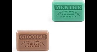 2x Soap bar - Savon de marseille Menthe en Chocolade