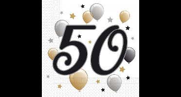Servetten -50 Jaar - Ballonnen - 33cm 20st