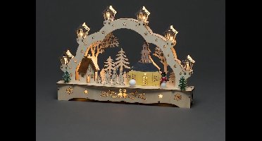 Konstsmide Kersttafereel Kerk/sneeuwpop Led 27,5 Cm Hout Naturel