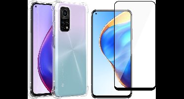 Hoesje geschikt voor Xiaomi Mi 10T Pro - Transparant Shock Proof Cover Case + Screenprotector Tempered Glass Full Screen Protector Glas