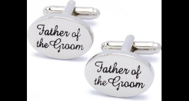 Manchetknopen - Father of the Groom Tekst Zilver Ovaal