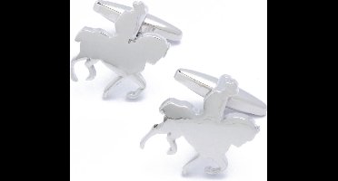 Manchetknopen - Cowboys Paardrijders Silhouet Zilverkleurig