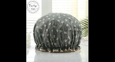 Dikke 1Stuks Douche muts - Shower Cap - Margriet Blauw Grijs - Waterdicht - BadMuts - Dubbele Laag - Douchemuts Haar Cover Bedekking - Vrouwen Benodigdheden DoucheCap Badkamer Accessoires