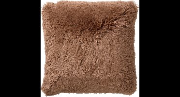 Dutch Decor FLUFFY - Kussenhoes 45x45 cm - superzacht - effen kleur - Tobacco Brown – bruin - met rits - zonder binnenkussen