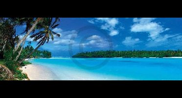 Kunstdruk Shutterstock - Panoramic Lagoon 95x33cm