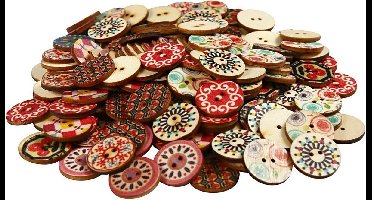 PacklinQ Houten knopen - 180 stuks met 9 verschillende dessins - 20 mm