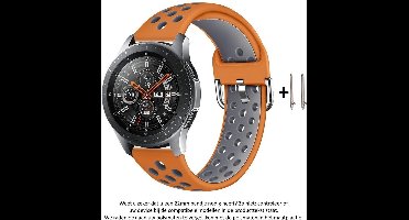 Siliconen Bandje - Geschikt voor 22 mm Smartwatches - Neon Oranje/Grijs