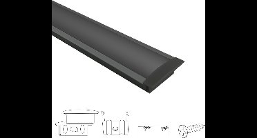 Aluminium led strip profiel zwart inbouw 1M - breed en laag - compleet met afdekkap - Led profiel zwart