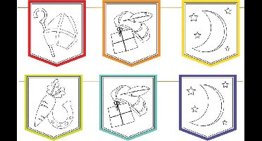 Slinger Sinterklaas zelf inkleuren Kleurplaat 6 stuks