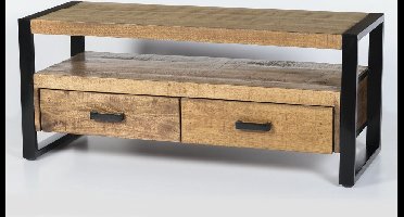 Livingfurn - TV Meubel Nairobi 120cm - Mangohout / Gecoat Staal