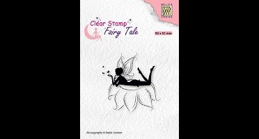 FTCS022 stempel Nellie Snellen - Clearstamp silhouette - Fairy serie - fee op bloem liggend