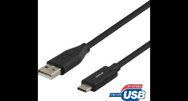 Deltaco USBC-1004M USB-C naar USB-A kabel - 480 MBps - 1 meter - 3A - Zwart