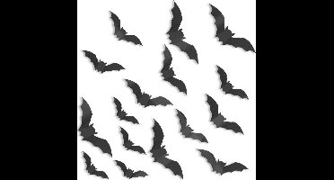 Halloween decoratie - 3D Halloween vleermuizen stickers x 48 stuks