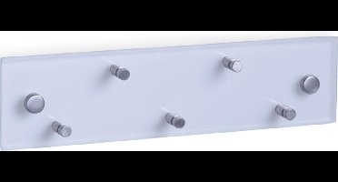 Sleutelrek transparant glas voor 5 sleutels 30 cm - Huisbenodigdheden - Sleutels ophangen - Sleutelrekjes - Doorzichtig glazen sleutelrek