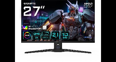 Gigabyte AORUS FO27Q5P - 27" - 2560x1440 (Quad HD) - QD-OLED - 500Hz - 0,03ms - 2x DisplayPort, 2x HDMI, 1x Mini DisplayPort - Zwart​