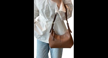 S&E Minimalistische PU Schoudertas – Compact & Stijlvol - Bruin