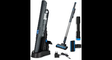 MEDION 2-in-1 handstofzuiger met zuigbuis en vloerborstel (BLDC-motor, HEPA-13 filter, filtering van stof en allergenen, sterke zuigkracht van 20 kPa, accu, laadstation, draadloos), MD11515, grijs