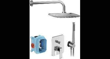 Ravak Flat - Doucheset met inbouwkraan, met inbouwdeel, 25x25 cm, chroom X07S070