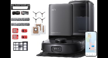 eufy Omni E25 - Robotstofzuiger met Vervangingssets - HydroJet dweilsysteem - 20.000 Pa zuigkracht - DuoSpiral borstels die ontklitten - CornerRover arm voor het schoonmaken van hoeken - alles-in-één station