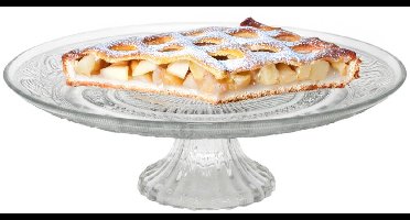 Gerimport Taart presenteer plateau - decoratie glas - 29 x 11 cm - met voet