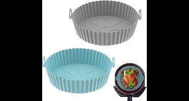 Airfryer Accessoires - Siliconen Bakje - Bakpapier - Blauw en Grijs