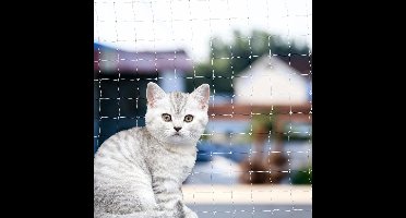 Balkon kattennet - 4x3m - Kattennet Voor Balkon - Makkelijk te monteren - Katten Omheiningssysteem - Kattennet - Kattennet Balkon - Kattengaas - kattenbeschermingsnet - Voor balkon of raam - Katten Gaas - wit